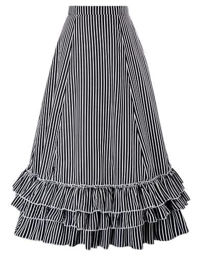 Belle Poque Women's Vintage Stripes Gothic Victorian Skirt Renaissance Style Falda thumbnail 3