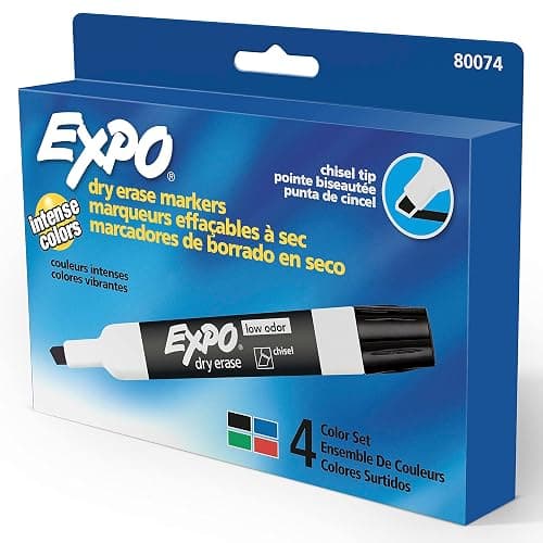 EXPO Dry Erase Markers, Low Odor Ink, Assorted Colors, Chisel Tip, Whiteboard, Calendar, Organization, Essential Supplies for Office, School, Classroom, Teachers, 4 Count (Pack of 2) thumbnail 6