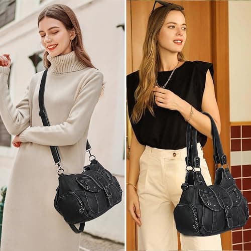 Angel Kiss Hobo Bags for Women Vegan Leather Shoulder Purses and Handbags Ladies Roomy Tote Bags Purse with Crossbody Strap thumbnail 2