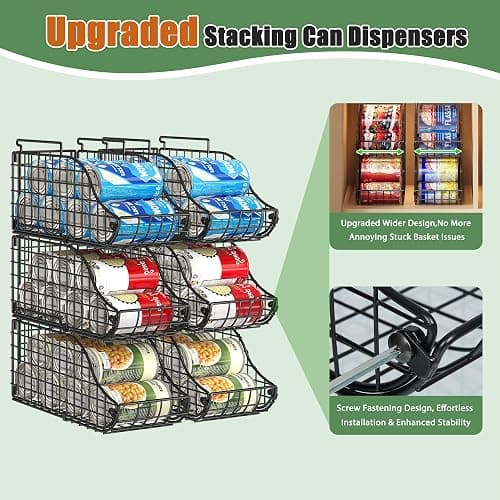 Sonyabecca 4-Pack Stackable Can Rack Organizer for Kitchen Pantry | Soda Can Organizer and Food Storage Dispenser for Pantry Cabinets. Foldable Wire Rack Keeps Canned Food Organized thumbnail 9