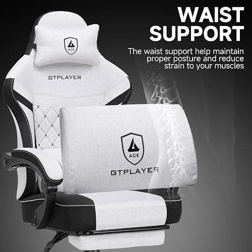 GTPLAYER Gaming Chair, Fabric Computer Office Chair with Pocket Spring Cushion, Ergonomic Office and Gaming, Video Gaming Chair with Linkage Armrests, High Back Desk Chair with Adjustable Recliner thumbnail 9