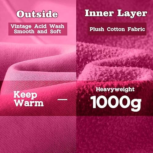 FAIABLE Womens Mens Double Zip Up Hoodie Oversized Acid Wash Heavyweight Hoodie Distress Cotton Fleece Full Zipper Sweatshirt thumbnail 5