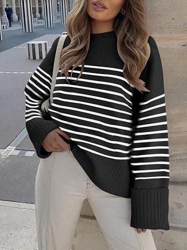 ANRABESS Women's Oversized Sweaters 2025 Long Sleeve Fuzzy Knit Casual Chunky Pullover Sweater Fall Outfits Clothes thumbnail 2