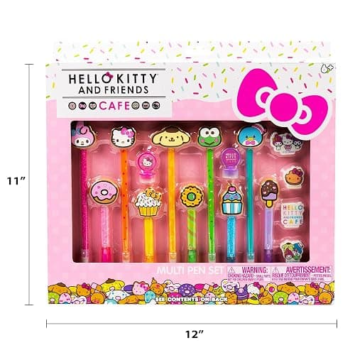 Hello Kitty & Friends Café Multi-Pen Set, 10 Hello Kitty Pens For Kawaii Notebook, Stamps, Erasers & More Sanrio Stationery, Fun Office Supplies, Cute School Supplies, Hello Kitty Merch thumbnail 7