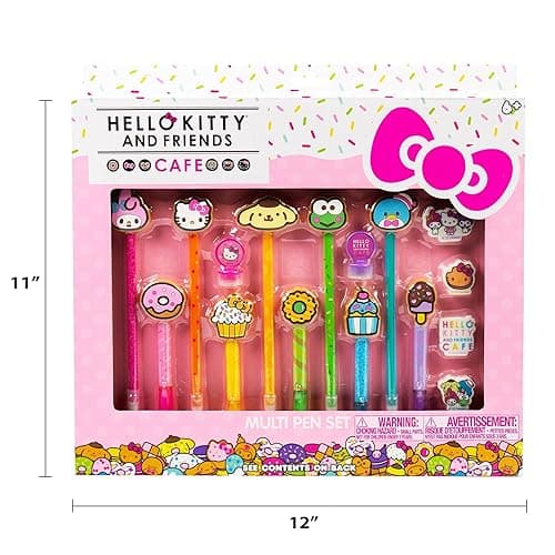 Hello Kitty & Friends Café Multi-Pen Set, 10 Hello Kitty Pens For Kawaii Notebook, Stamps, Erasers & More Sanrio Stationery, Fun Office Supplies, Cute School Supplies, Hello Kitty Merch thumbnail 7