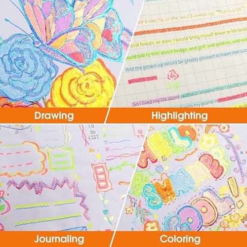 HANKU Glitter Highlighter Markers, 16-Count, Chisel Tip Glitter Highlighters Assorted Colors, Sparkly Markers for Adult Coloring Journaling Art Supplies thumbnail 5