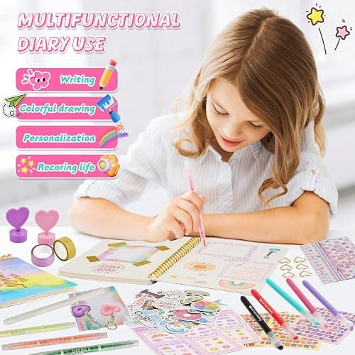 OIHEW DIY Journal Kit for Girls - 2PC Stocking Stuffers for Teen Girls, Stationary & Diary Set, Christmas Birthday Gifts for 8 9 10 11 12 13 14 Year Old Girls, Scrapbook Supplies Art and Crafts Toy Kit thumbnail 5