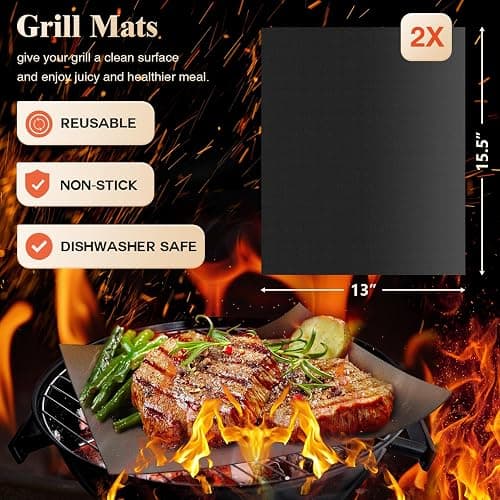 ROMANTICIST 26pcs Stainless Steel Grill Tool Set, Heavy Duty BBQ Grilling Accessories Gifts for Men Dad, Non-Slip Grill Utensils Kit with Apron, Thermometer, Mats in Aluminum Case for Christmas Brown thumbnail 5