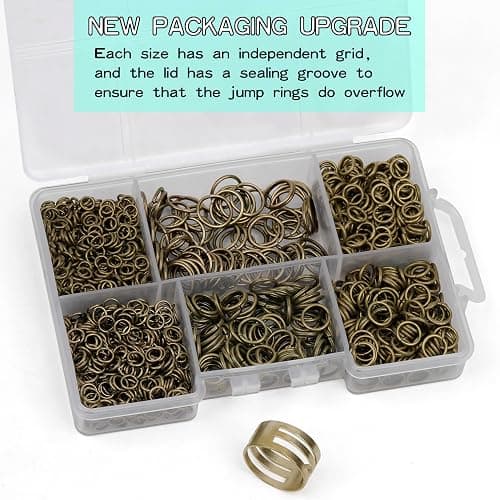 GMMA 1400 Pcs Mixed Size Jump Rings for Jewelry Making, Keychains, Necklace Repair & DIY Crafts - 4mm, 6mm, 5mm, 7mm, 8mm, 10mm - Antique Bronze thumbnail 2