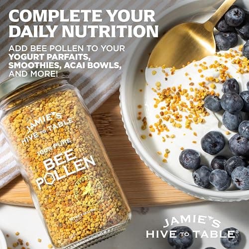 Jamie’s Hive to Table 100% Pure Bee Pollen Granules, 6 oz - Raw & Natural for Energy, Immunity, Skin Health, Antioxidants, & Vitality, Gluten Free thumbnail 3