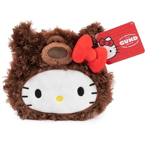 GUND Sanrio Hello Kitty Philbin Teddy Bear Plush Pouch with Zipper for Ages 1 and Up, Brown, 5.5” thumbnail 2