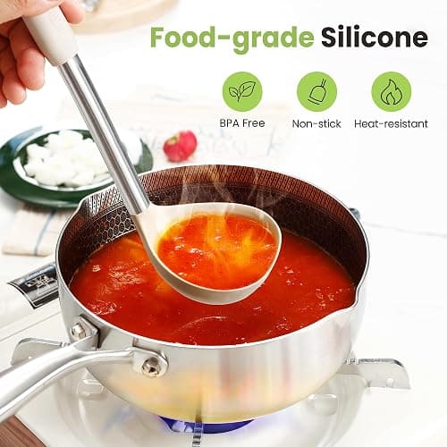 Cooking Utensils Set, 35Pcs Silicone Kitchen Utensils Set with Holder, 446°F Heat Resistant Food Grade Spatula Set, BPA Free Kitchen Gadgets for Non-stick Cookware, Easy to Clean (Khaki) thumbnail 3