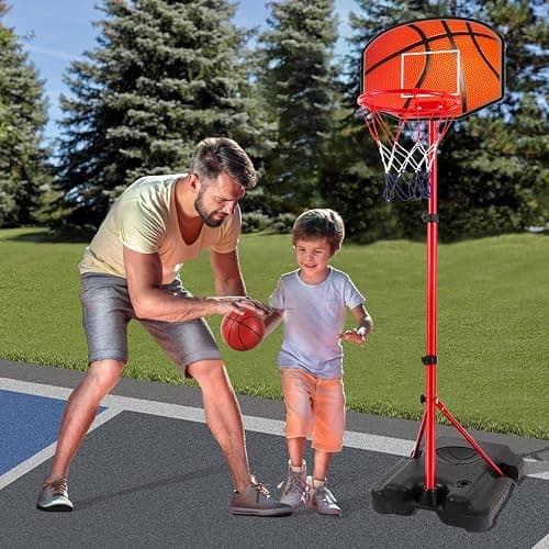 Kids Basketball Hoop for 1 2 3 4 5 6 Year Old Stand Adjustable Height 3.5ft-5.5ft Toddler Indoor Mini Basketball Hoops Goal Ball Games Toys for Girl Boy Age 1-3 2-4 3-5 thumbnail 5