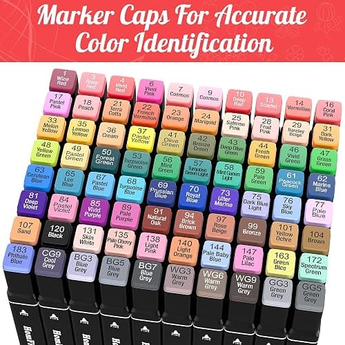 HomFilix Alcohol Markers, 80 Colors Dual Tip Art Alcohol Markers Set - Perfect for Coloring, Drawing, Sketching, Card Making and Illustration, Perfect for Adults and Kids thumbnail 6