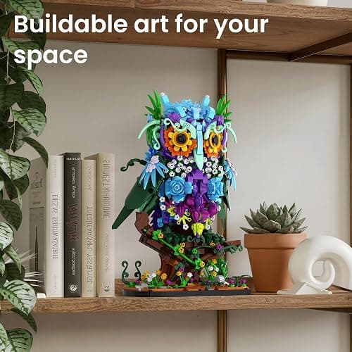 JOJO&Peach Floral Owl Toy Building Set for Adults Women, Gifts for Girl 10+ | Decor for Home or Office, Birthday Gift for Mom Wife Girlfriend or Teens, Buildable Flower Animal Collectible Model, 1309 PCS thumbnail 4