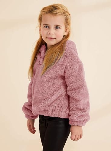 GAMISOTE Kids Girl's Fuzzy Hoodies Warm Loose Button Down Pullover Sherpa Jacket Top thumbnail 4
