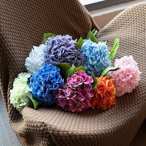 DUYONE 4PCS Artificial Flowers Large Hydrangeas Flowers Latex Bouquet for Wedding Bridal Office Home Party Decoration (4Pcs Light Green) thumbnail 7