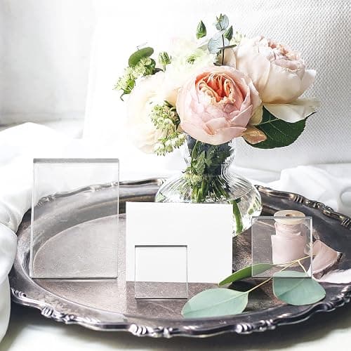 Amyhill 6 Pcs Acrylic Blocks Wedding Flat Lay Props Acrylic Styling Photography Clear Stamp Display Block Set Props Wedding for Scrapbooking Crafts(Square) thumbnail 5