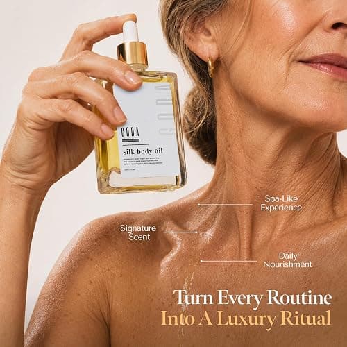 GODA Silk Body Oil Women - Firming Anti Aging Moisturizing Formula, Crepey Skin Hydrating After Shower, Scented Organic Blend Premium Skincare thumbnail 5