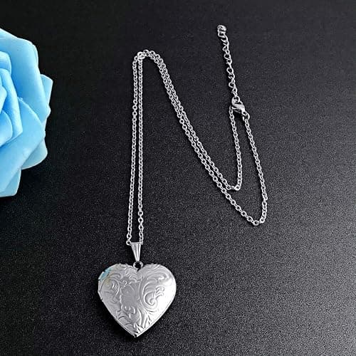 Locket Necklace that Holds Pictures Flower Lockets Pendant Necklaces Birthday Gifts Jewelry thumbnail 7