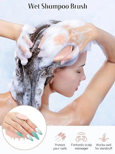 HEETA Scalp Massager Hair Growth, Silicone Scalp Scrubber Shampoo Brush for Exfoliation, Dandruff Removal & Head Massage Stress Relax, Wet & Dry Use for Thick, Thin Hair Care, Wheat Straw Light Pink thumbnail 3