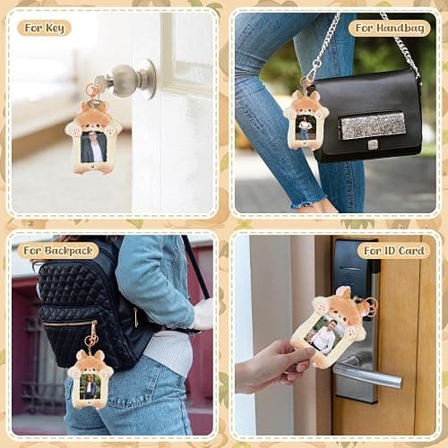 NEWEST Hamster Plush Kpop Photocard Holder with Keychain, Cute Hamster ID Badge Holder Protector Cover, Soft Cartoon Animal Photo Case Sleeves Stationery for Idol ID Card Student Worker Bag Charm thumbnail 7