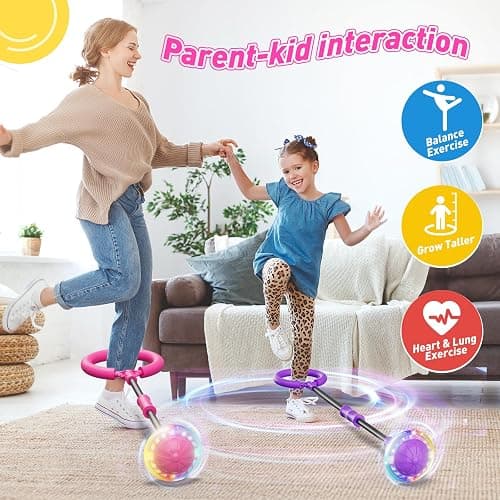 Flooyes Skip Ball for Kids, Ankle Skip Ball Toy with Counter, Timer and Cal Calculator, Girl Birthday Gifts for Age 6 7 8 9 10+, Rechargeable Colorful Flash Wheel Skip Ball for Girls Women thumbnail 6