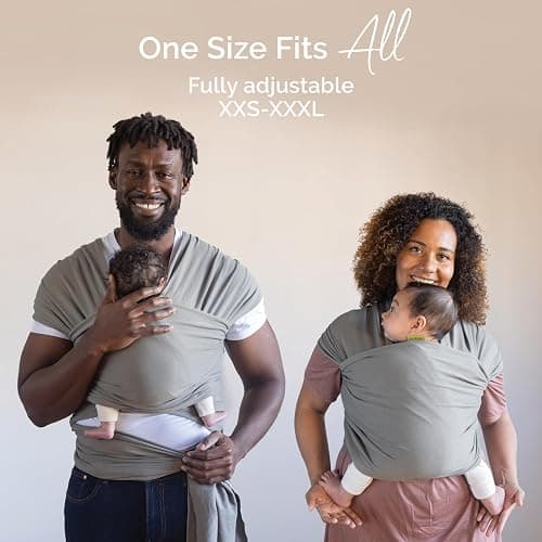 Boba Baby Wrap Carrier – Original Baby Sling Carrier for Newborns (7–35 lbs), Soft, Secure, Hands-Free & Ergonomic, Ideal for Comfortable Bonding, New Parents (Grey) thumbnail 2