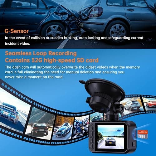 E-YEEGER Dash Cam Front and Rear, 2.5K Dual Dash Camera for Cars, 2560P Mini Car Camera, 2 inch IPS Screen, 32GB Card Included, WDR Night Vision, 24 Hours Parking Monitor, G-Sensor, Support 256 GB Max thumbnail 5