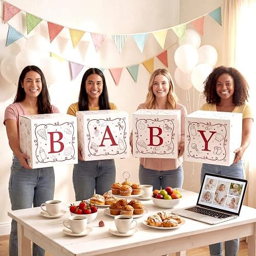 Vicenpal Special Delivery Pizza Baby Shower Boxes with Letters for Baby Shower Decorations Italian Pizza Gender Reveal Decoration Photo Prop Set of 4 Birthday Party Favors thumbnail 6