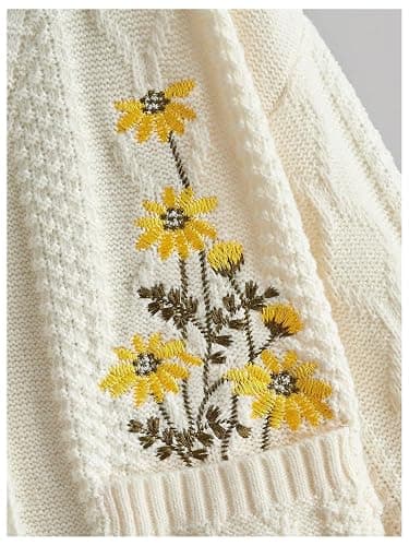 GORGLITTER Women's Chunky Boho Button Up Cute Cardigan Embroideried Fall Trendy 2025 Sweaters Cottage Core Clothes thumbnail 4