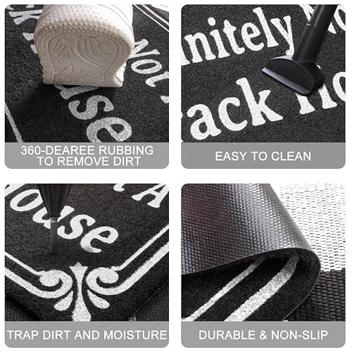 HLFMVWE Indoor Door Mat Welcome Mats for Front Door Outdoor Entry Black Doormat, Check Ya Vibe Before You Come Inside This House Doormat, Non Slip Rubber Farmhouse Mats 36" x 24" thumbnail 7