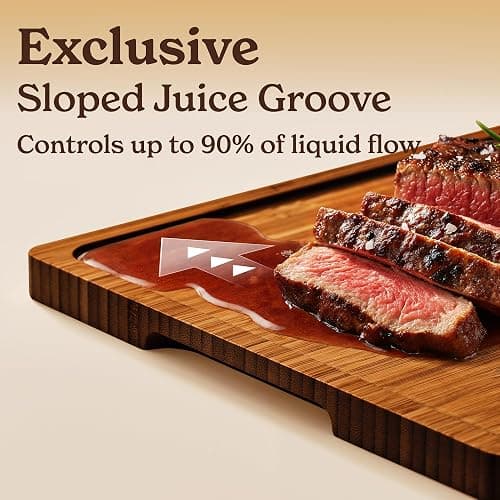SMIRLY Bamboo Wooden Cutting Boards, Wood Cutting Board for Kitchen, Set of 3 with Deep Juice Grooves, Ideal for Chopping Meat Vegetables, Charcuterie Cheese Serving Tray, Kitchen Gadgets thumbnail 3