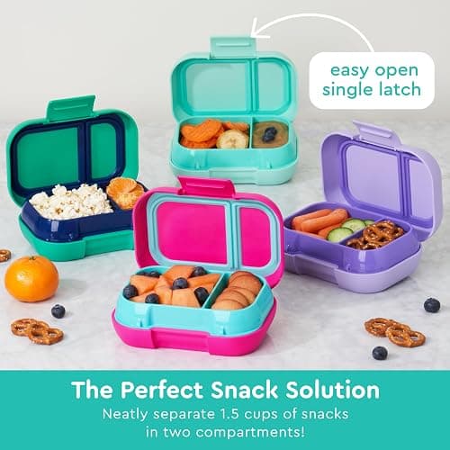 Bentgo Kids Snack - 2 Compartment Leak-Proof Bento Box Container for Snacks and Small Meals, Easy-Open Latch, Dishwasher Safe, BPA-Free for School, Daycare, & Sports - Ideal for Ages 3+ (Aqua) thumbnail 5