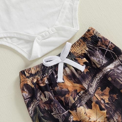 DSOKUHIB Newborn Baby Boy Hunting Outfit Deer Mallard Duck Romper Jungle Camo Pants Set Hat 3 Piece Fall Winter Clothes thumbnail 6