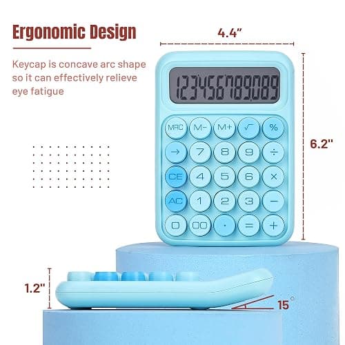 Mr. Pen- Mechanical Switch Calculator, 12 Digits, Large LCD Display, Blue Calculator Big Buttons thumbnail 2