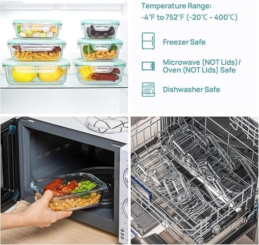 Vtopmart 8 Pack Glass Food Storage Containers with Airtight Lids, Glass Meal Prep Containers, Lunch Office Meal for Microwave, Oven, Freezer and Dishwasher, BPA Free thumbnail 5