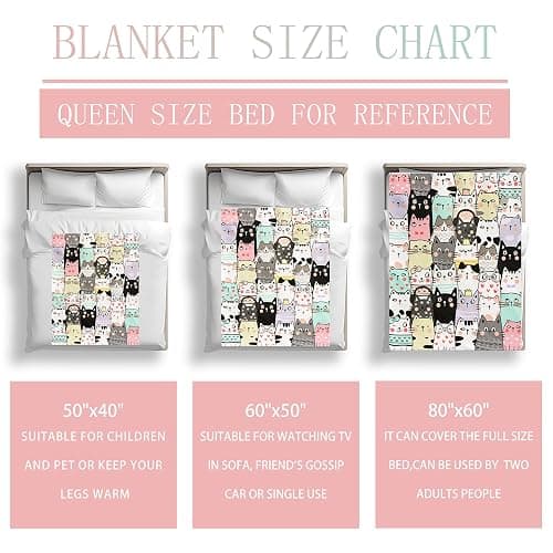 Magrlily Cat Blanket Gifts for Cat Lovers Cats Throw Blanket Cute Cats Bedding Decor Stuff Gifts for Girls Women 50"x40" thumbnail 7