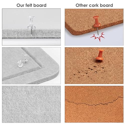 Bulletin Board, 35 x 17 1/2 inches Felt Board - Decorative Pin Board, Cork Board Alternative for Wall, Foldable Picture Board Self-Adhesive Vision Board Prayer Board with 20 Pushpins - Light Gray thumbnail 5