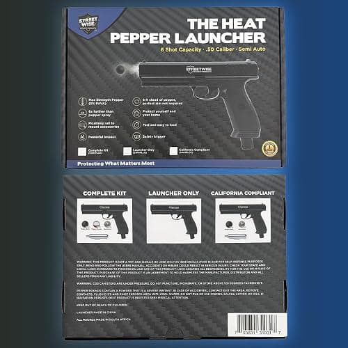 Streetwise Heat .50 Caliber Defense Launcher, Kinetic Impact Ball Gun - Personal Protection Pistol Includes 10 Rubber Balls, 10 Quicksilver Metal Composite Rounds, & 2 CO2 Canisters thumbnail 9