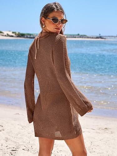 ANRABESS Women Beach Crochet Cover Ups Summer Knit Swimwear Mesh Bathing Suit Hollow Out Dress 2026 Vacation Swimsuit thumbnail 5