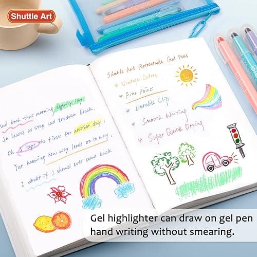 Bible Highlighters and Pens, 22 Pack Journaling Kit, 12 Colors Gel Highlighters and 10 Colors Ballpoint Pens with a storage bag, Bible Markers No Bleed Through by Shuttle Art thumbnail 5