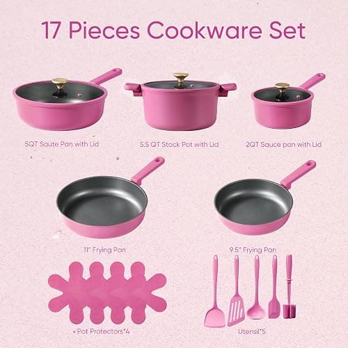 CAROTE Non Stick Pots and Pans Set, Cookware Sets Nonstick, Kitchen Cooking Set with Stay-Cool Handles,with Silicone Tools and Pot Protectors,17 Piece thumbnail 3