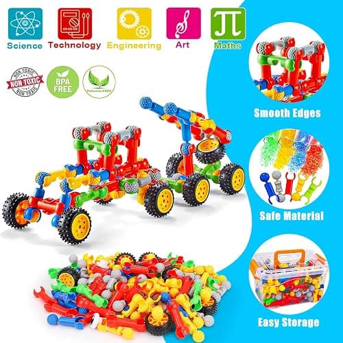 Kids STEM Building Toys for 3 4 5 6 7 8+ Year Old Boy Girl Birthday Gift, 125 Pcs Preschool Classroom Educational Building Blocks Stem Kits Activities Ages 3-5 4-8 5-7 6-8 Engineering Creative Games thumbnail 7