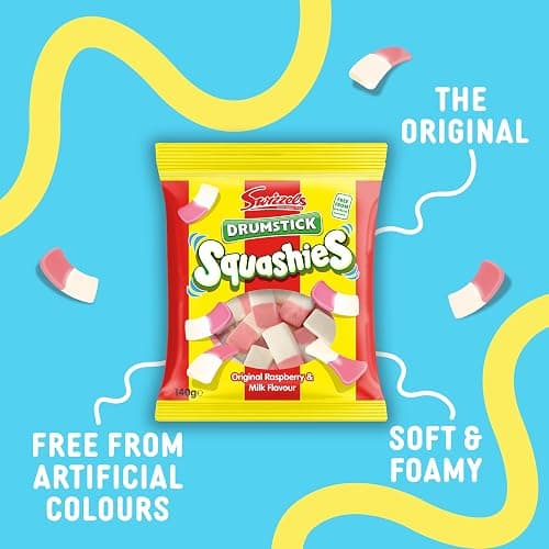 Swizzels Squashies Sweets, Drumstick Squashies Original Sweets - Raspberry and Milk Flavour- Single Pack 140g thumbnail 4