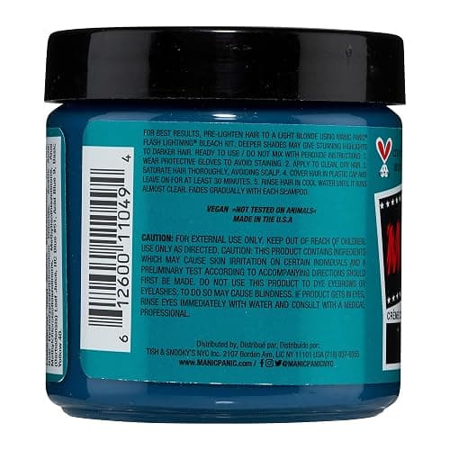 MANIC PANIC Classic Siren's Song Semi Permanent Hair Color - Neon Blue-Green Hair Dye for Women & Men That Lasts 4-6 Weeks - Vegan, Ammonia & Cruelty-Free - Create & Mix Custom Shades (4oz) thumbnail 2