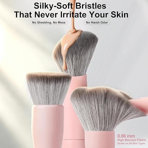 Real Perfection Professional Makeup Brushes 18 Pcs Makeup Brush Set Premium Kabuki Powder Foundation Contour Blush Concealer Eyeshadow Blending Liner Make Up Brush Kit - Pink thumbnail 5
