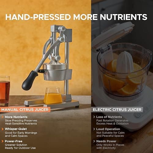 CO-Z Manual Citrus Juicer, Commercial Grade Cast Iron Orange Juicer, Professional Heavy Duty Juice Press with Removable Strainer, Manual Juice Extractor for Orange Lemon Pomegranate Citrus, Gray thumbnail 5