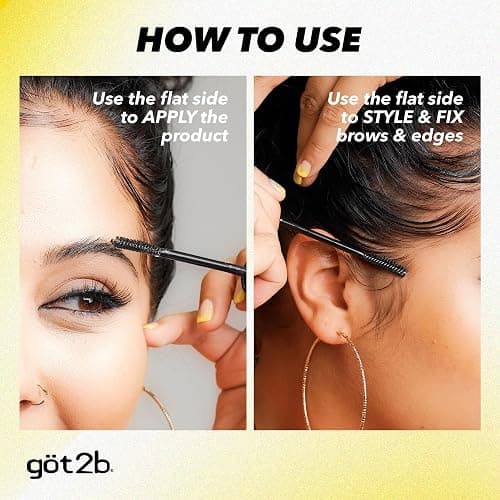 got2b Glued Brow Gel & Edge Control, Strong Hold, Clear, 0.54 Fl Oz | Tames brows and flyaways, Sweat-resistant with castor oil, Quick-dry formula, Vegan formula, Dual-sided brush thumbnail 8