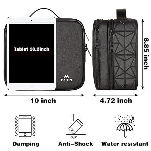MATEIN Cable Organizer Bag, Waterproof Travel Electronic Storage, Shockproof Portable Double Layer Tech Bags Carrying Case for Cord, Earbuds, Charger, SD Card, DJ Gifts, Black thumbnail 5